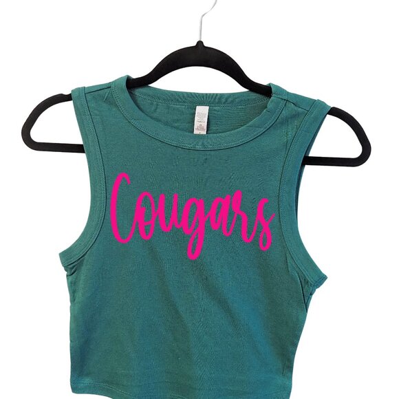 Personalized Cropped Team Mascot College Tank Top Women XS to XL - Picture 4 of 9